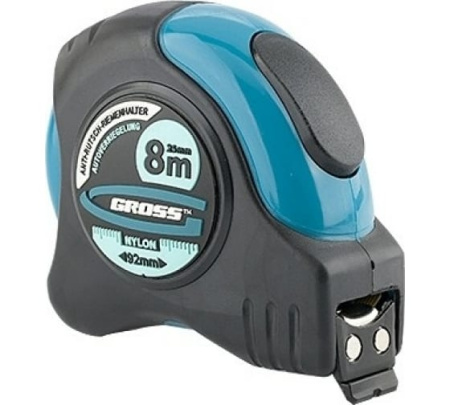 Рулетка GROSS 8м*25мм, магнит 31114