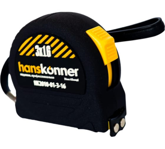 Рулетка Hanskonner 3х16, магнит противоудар.корпус HK2010-01-3-16