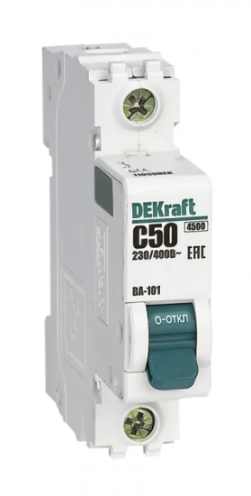 Автомат 1П 50А  4.5кА х-ка С DEKraft (11059)