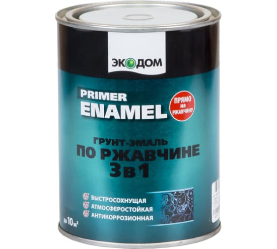 Грунт-Эмаль ЭкоДом по ржавчине 3в1 Коричневая 0,9кг Рогнеда