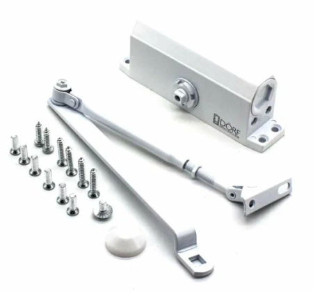 Доводчик дверной L-8223 до 80кг, белый DORF ECONOMY