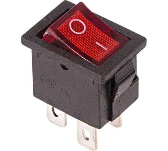 Выключатель клавишный 250V 6A ON-OFF красный с подсветкой Mini (RWB-207, SC-768) 06-0300-А