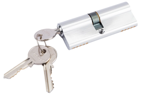 Цилиндр замка 2200 ключ/ ключ английский 3кл, никель 40*45 ANBO