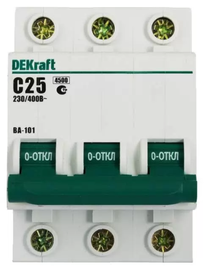 Автомат 3П 25А 4.5кА х-ка С DEKraft (11080)