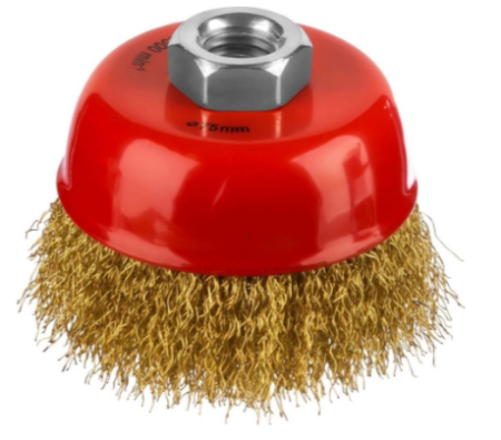 Щетка-крацовка D-75мм. тип "Чашка" стальная латунир. д/УШМ 35142-075
