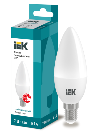 Лампа светодиодная LED- СВЕЧА С35 7Вт 230В 4000К Е14 IEK