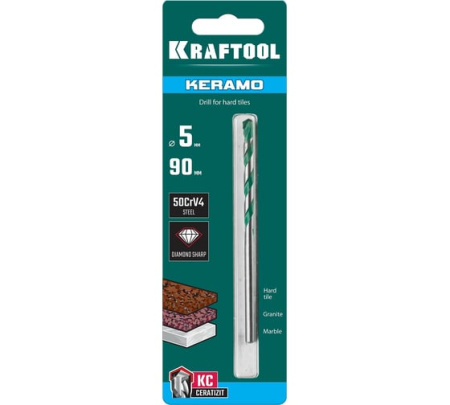 Сверло по керамограниту, 5х90мм KRAFTOOL 29175-090-5