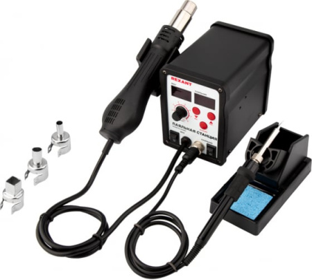 Паяльная станция 2 в1 с цифровым  дисплеем 150-500 °С REXANT 12-0721