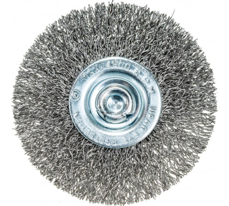 Щетка для дрели 60мм плоская со шпилькой, витая проволока 0,3мм.// Сибртех 744467