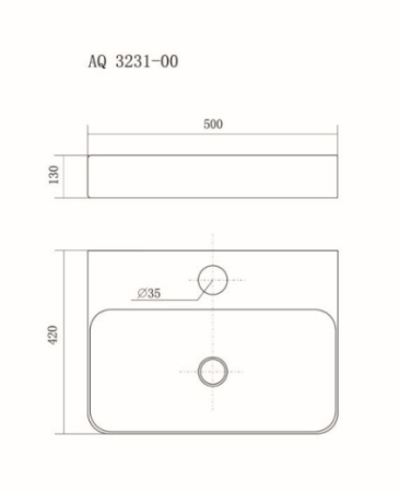 Раковина накладная AQUATEK 500*420*130 с отв.под смеситель 141962