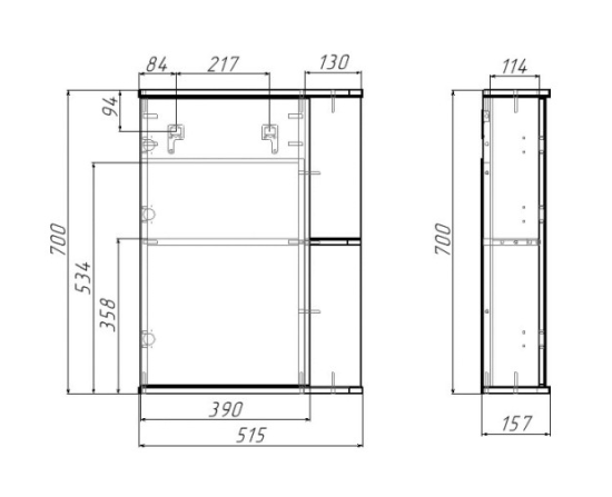 Шкаф зеркальный Домино Норма 1-50 левый 147913