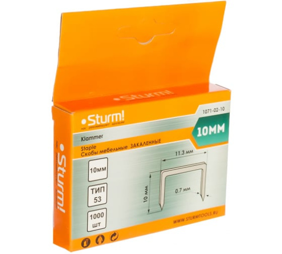 Скобы для степлера 10мм. типа 53 1000шт. Sturm 1071-02-10 (22400)