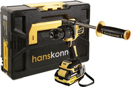 Дрель аккум. Hanskonner HCD20165PRO б/щ 18В, 165Нм 2,0+4,0Ач 13мм кейс 