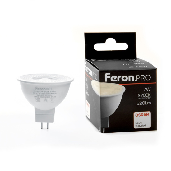 Лампа светодиодная LB-1607 G5.3 7W 230V 6400К с линзой 110° OSRAM LED 38187