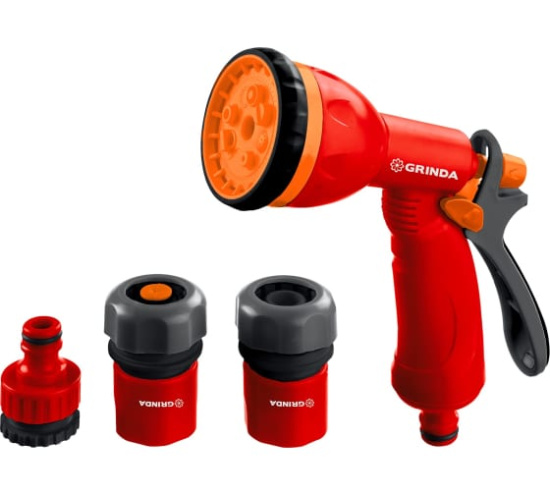 Набор поливочный, 8-мирежимн. пистолет, соед.арматура 3/4" GS-34 GRINDA 8-427384_z02