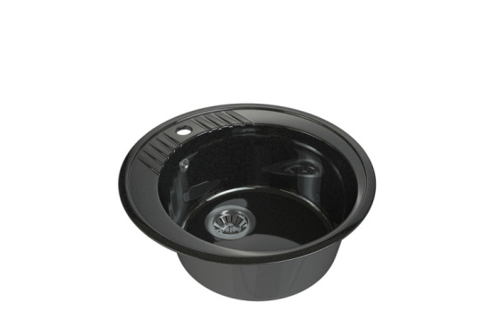 Мойка кухонная МС-2 черный металлик с сифоном 51