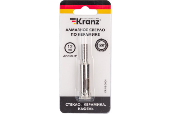 Сверло алмазное по керамике и стеклу 12мм KRANZ KR-92-0004