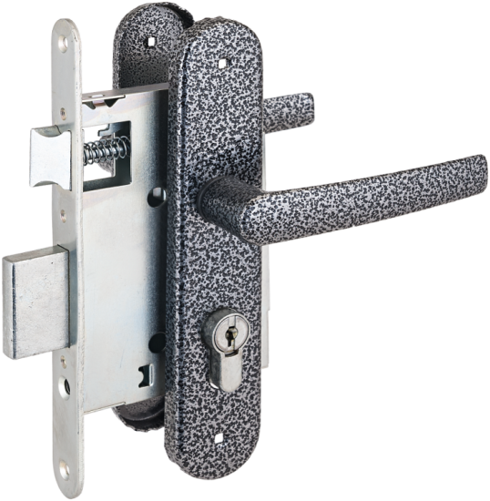 Замок врезной цилиндровый ЗВ 4-3.08 (ЗВ4-1.55) серебро с ручками, м/о 55мм Птимаш 8835