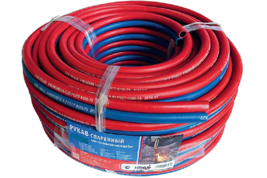 Рукав кислородный спаренный d=9мм (красный/синий) GCE KRASS PREMIUM