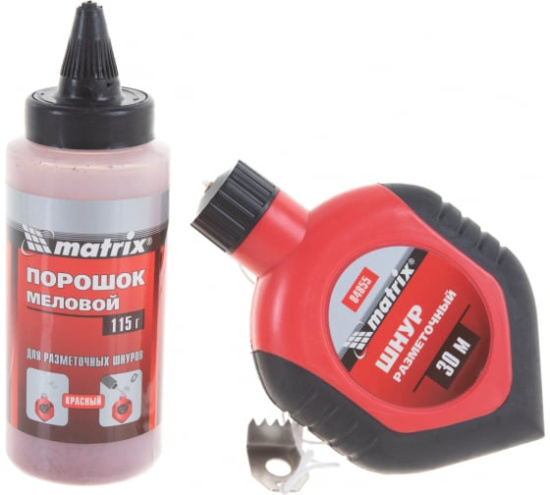 Шнур разметочный+порошок красный 30м MATRIX 84855