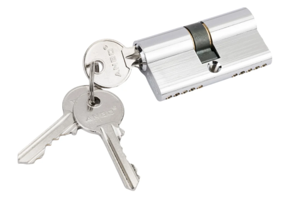 Цилиндр замка 2200 ключ/ ключ английский 3кл, никель 30*30 ANBO