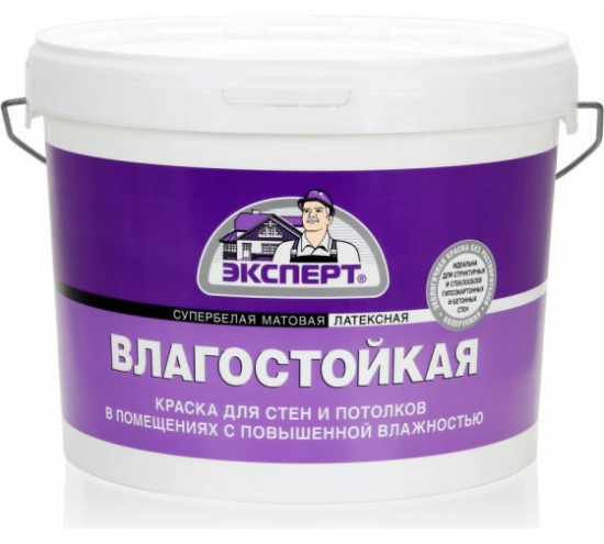 Краска ВД Эксперт влагостойкая супербелая 14кг 10856/9035